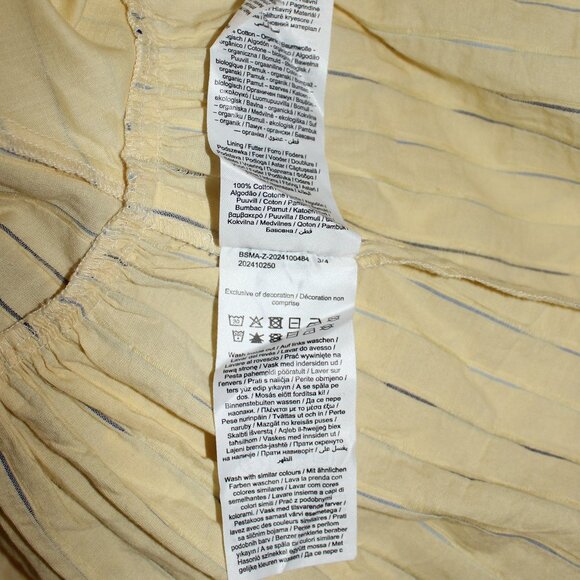 YAS puff sleeve bow front textured midi woman dress in yellow size 8 - Picture 9 of 9